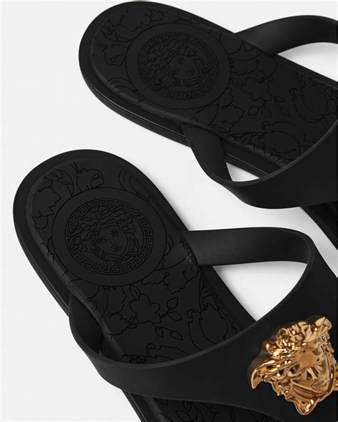 versus versace sandalen|Versace sandals black and gold.